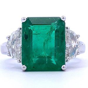 GIA Certified - Three Stone Emerald Ring (ref #14867)